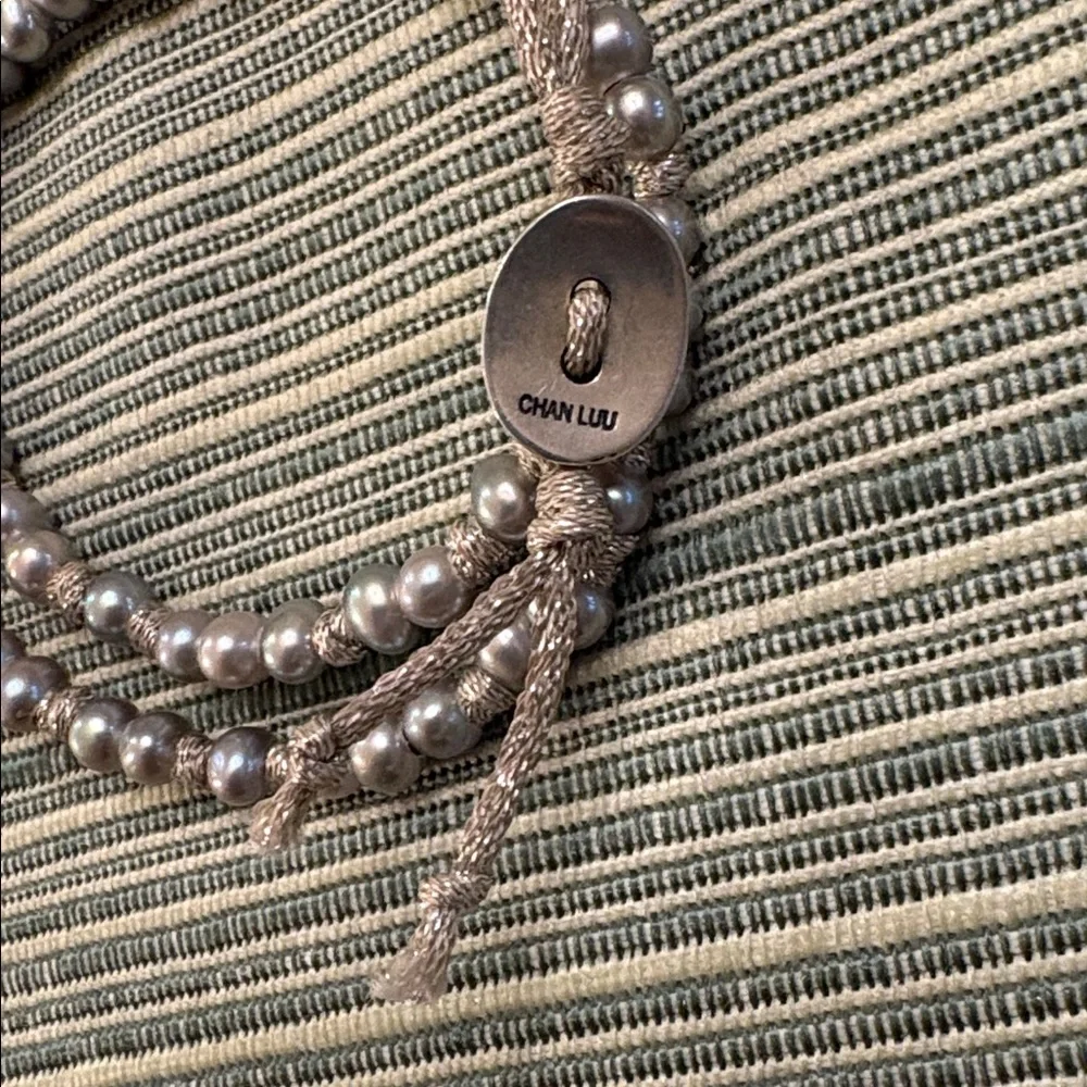 Chan Luu soft grey pearl metallic cord naked wrap adjustable bracelet - Picture 6 of 13